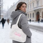 Personalisierte Diamant gesteppt Stickerei leichte Tragetasche mit Namen täglichen Gebrauch Reise Geburtstag Geschenk für Frauen