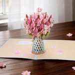 Personalized 3D Flower Greeting Card with Text Birthday Anniversary Valentine's Day Mother's Day Gift for Her