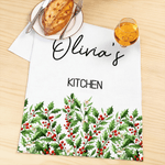 Personalised Birth Flower Waffle Tea Towel with Name Daily Use Birthday Mother's Day Gift for Mom Family