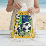 Personalized Cartoon Soccer Character Drawstring Bag with Name Travel Essentials Beach Party Birthday Gift for Soccer Lovers