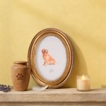 Cadre ovale personnalisé avec nom pour portrait d'animal aquarelle Cadeau commémoratif pour animaux de compagnie
