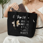 Gepersonaliseerde parelmoer effect geboorte bloem Corduroy grote tas met naam dagelijks gebruik Moederdag cadeau voor vrouwen