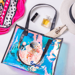 Gepersonaliseerde Ocean Creature Holografische Transparante Draagtas met Naam Zomer Vakantie Dagelijks Gebruik Verjaardagscadeau voor Vrienden Meisjes