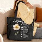 Gepersonaliseerde parelmoer effect geboorte bloem Corduroy grote tas met naam dagelijks gebruik Moederdag cadeau voor vrouwen