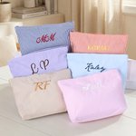 Personalizado Multicolor Bordado Rayas Bolsa de Maquillaje con Nombre Día de la Madre Fiesta de Novia Regalo para Madre Dama de honor