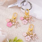 Personalized Pink Bow Flower Portable Keychain Bag Charm with Initial  Daily Use Birthday Christmas Gift for Bow Lovers Women