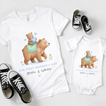 Personalised Cute Family Bear 100% Cotton Baby Bodysuit T-shirt Matching Outfit with Names First Mother's Day Gift for Newborn New Mom