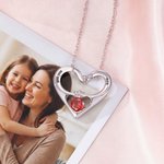 Personalized Dainty Birthstone Heart Necklace with Engraved Text Exquisite Jewelry Mother's Day Birthday Anniversary Gift for Mom Woman