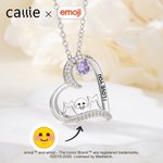 Gepersonaliseerde Hart Zirkoon Outline Smiley Emoji Halsketting met Geboortesteen en Gegraveerde Tekst Verjaardag Moederdag Cadeau voor Mam | Callie × emoji ™