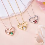 Personalized Dainty Birthstone Heart Necklace with Engraved Text Exquisite Jewelry Mother's Day Birthday Anniversary Gift for Mom Woman
