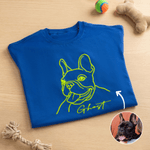 Gepersonaliseerd Puff Pet Line Portrait T-shirt Sweatshirt Hoodie met Tekst Verjaardag Dagelijks Gebruik Cadeau voor Huisdierenliefhebbers