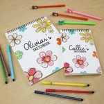 Personalized Flower Art Sketchbook Drawing Art Pad with Name Party Favor Birthday Back to School Gift for Girls