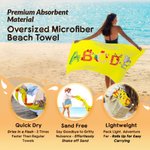 Personalized Cute Animal Pattern Oversized Quick-Dry Beach Towel with Name Beach Party Birthday Gift for Kids Boys Girls