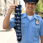 Personalisierte Cartoon Polizist Polizeiauto weiche Mid-Calf Socken mit 1-2 Fotos täglich tragen Geburtstagsgeschenk für Polizeibeamte
