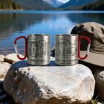 Henkilökohtainen Vaellus Camping Teema Line Piirustus emali ruostumattomasta teräksestä muki teksti päivittäiseen käyttöön syntymäpäivälahja vaeltajille retkeilijöille leiriläisille reppureissaajille