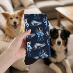 Personalisierte Cartoon Polizist Polizeiauto weiche Mid-Calf Socken mit 1-2 Fotos täglich tragen Geburtstagsgeschenk für Polizeibeamte