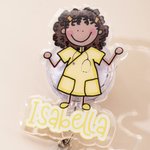 Personlig tecknad sjuksköterska Enkel linjeteckning Akryl ID-bricka rulle med namn sjuksköterska uppskattning födelsedagspresent för sjuksköterska läkare medicinsk personal