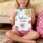 Personalized Flower Art Sketchbook Drawing Art Pad with Name Party Favor Birthday Back to School Gift for Girls