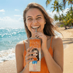 Personalisierte Strand Cartoon Charakter 20 oz isoliert Skinny Tumbler mit Namen täglichen Gebrauch Geburtstag Geschenk für sie