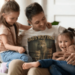 Personalized Wolf Dad & Wolf Kids Pattern 100% Cotton T-shirt with 1-10 Names and Text Father's Day Gift for Father Husband