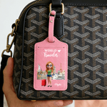 Portapassaporto personalizzato a tema viaggio con nome e citazione, personaggio carino dei cartoni animati, regalo per le ragazze amanti dei viaggi