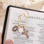 Personalized Catholic Cross Paper Clip with Initial Religious Baptism First Communion Gift for Book Lovers Bookworm
