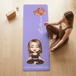 Personalized Cartoon Yoga Character Super Absorbent Yoga Mat with Name and Text Sports Accessories Birthday Gift for Women Yoga Lovers