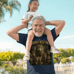 Personalized Wolf Dad & Wolf Kids Pattern 100% Cotton T-shirt with 1-10 Names and Text Father's Day Gift for Father Husband