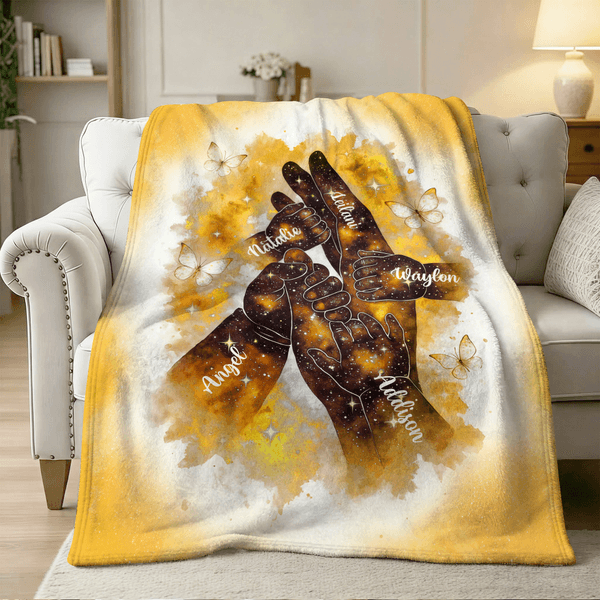 Henkilökohtainen akvarelli Galaxy Butterfly Holding Hands Soft Throw Blanket nimi Home Decor Äitienpäivä lahja hänelle