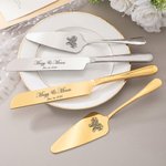 Personalised Initial Cake Knife and Server Set with Name and Date Wedding Engagement Gift for Couple