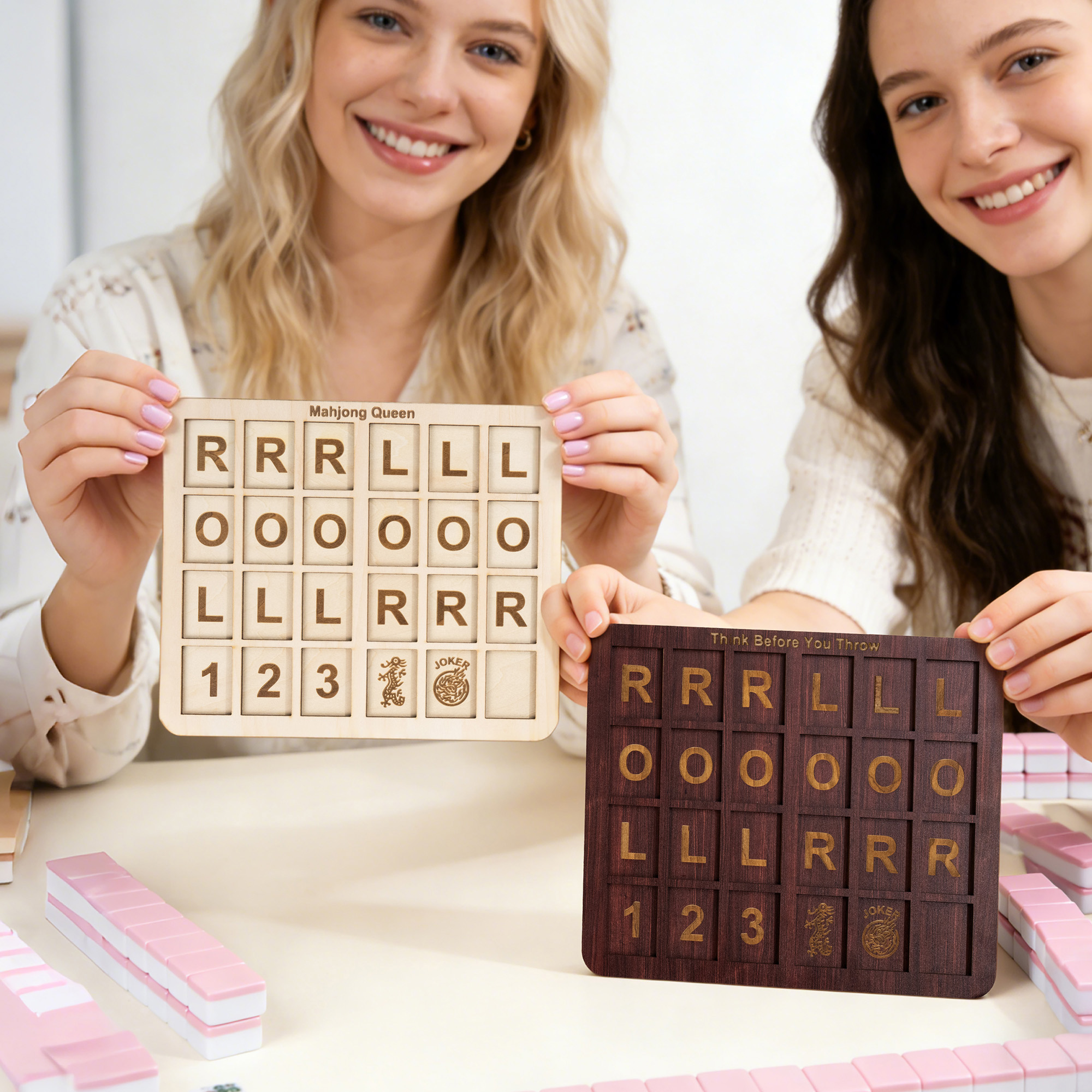 Tablero de Práctica de Madera Personalizado Clásico Mahjong Charleston con Texto Torneo de Mahjong Noche de Mahjong Regalo para Amante del Mahjong