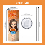 Personalisierte Strand Cartoon Charakter 20 oz isoliert Skinny Tumbler mit Namen täglichen Gebrauch Geburtstag Geschenk für sie