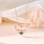 Personalized Dainty Birthstone Heart Necklace with Engraved Text Exquisite Jewelry Mother's Day Birthday Anniversary Gift for Mom Woman