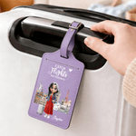 Portapassaporto personalizzato a tema viaggio con nome e citazione, personaggio carino dei cartoni animati, regalo per le ragazze amanti dei viaggi