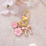 Personalized Pink Bow Flower Portable Keychain Bag Charm with Initial  Daily Use Birthday Christmas Gift for Bow Lovers Women