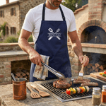 Personalized Vintage Simple Pattern Adult Apron with Name and Initial Daily Kitchen Cooking Father's Day Birthday Gift for Dad Man