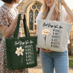 Gepersonaliseerde parelmoer effect geboorte bloem Corduroy grote tas met naam dagelijks gebruik Moederdag cadeau voor vrouwen