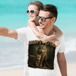 Personalized Wolf Dad & Wolf Kids Pattern 100% Cotton T-shirt with 1-10 Names and Text Father's Day Gift for Father Husband