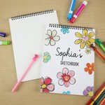 Personalized Flower Art Sketchbook Drawing Art Pad with Name Party Favor Birthday Back to School Gift for Girls