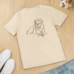Gepersonaliseerd Puff Pet Line Portrait T-shirt Sweatshirt Hoodie met Tekst Verjaardag Dagelijks Gebruik Cadeau voor Huisdierenliefhebbers