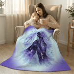 Personalized Watercolor Galaxy Butterfly Holding Hands Soft Throw Blanket with Name Home Decor Mother’s Day Gift for Her