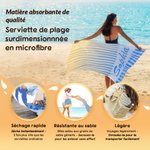 Serviette de plage en microfibre personnalisée avec nom - Accessoire pour les vacances et voyages - Cadeau d'anniversaire pour la famille et les amis