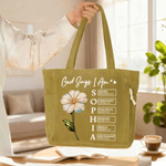 Gepersonaliseerde parelmoer effect geboorte bloem Corduroy grote tas met naam dagelijks gebruik Moederdag cadeau voor vrouwen