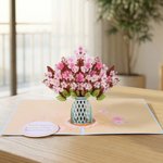 Personalized 3D Flower Greeting Card with Text Birthday Anniversary Valentine's Day Mother's Day Gift for Her