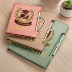 Personalized Graduates Badge Design PU Leather Refillable Binder Notebook Pen Set with Name Daily Use Gift for Medical Architecture Graduates