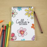 Personalized Flower Art Sketchbook Drawing Art Pad with Name Party Favor Birthday Back to School Gift for Girls