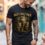 Personalized Wolf Dad & Wolf Kids Pattern 100% Cotton T-shirt with 1-10 Names and Text Father's Day Gift for Father Husband