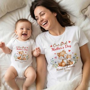 Camiseta y body para bebé personalizados de 100% algodón con nombre y diseño primer día de la Madre regalo de cumpleaños para mujeres y bebés