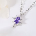 Personalised Starburst Birthstone Necklace Dainty Jewellery Daily Wear Birthday Gift for Mom Girlfriend