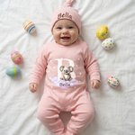 Personalised Cute Animal Star 100% Cotton Baby Romper Hat Blanket Outfit with Name and Gift Box Baby Shower Coming Home Gift for Newborn